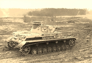 Panzer IV Ausf. D advancing toward Horsegrove Lane prior to entering the village.